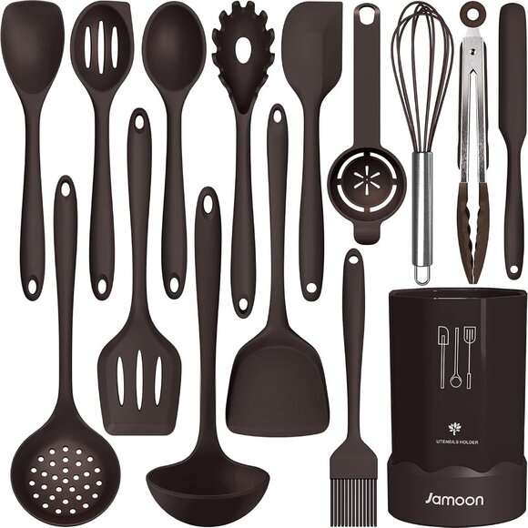 🆕 Silicone Heat Resistant Kitchen Utensils Spatula Turner Tongs Spoon Nonstick - Picture 1 of 9